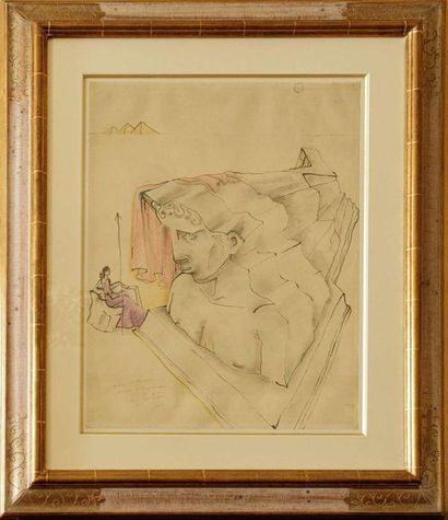 null Jean COCTEAU (1889-1963)

" Le Sphinx " 1939

Dessin à l'encre et au pastel

Daté...