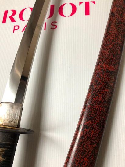 null Big Katana in its saya (sheath), in red and black lacquer, blade signed Mumei...