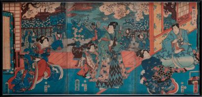 Triptyque d'estampes Japon Meiji fin 19eme...