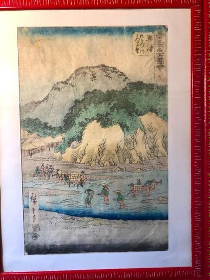 null Print oban tate-e of HIROSHIGE: series of the TOKAIDO "GOJUSAN TSUGI MEISHO...