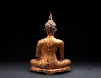 null Bouddha en bronze doré, Siam 20eme.H 30cm