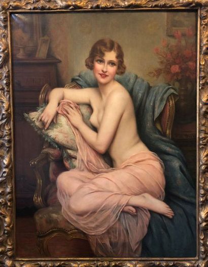 null François MARTIN-KAVEL (1861-1931)

Female nude with pink drape

Oil on canvas...