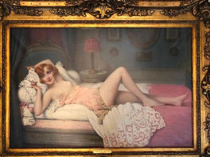 null François MARTIN-KAVEL (1861-1931)

Femme alanguie au drapé rose

Huile sur toile...