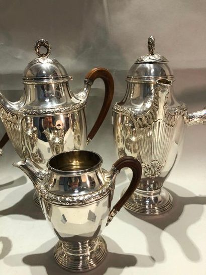 null RISLER & SQUARE

TEA and COFFEE SERVICE on a silver pedestal (950‰) including...