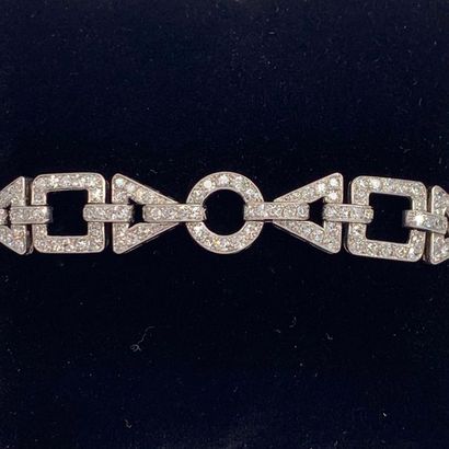 null Geometric BRACELET in platinum (950‰) with square, triangular and circular patterns,...