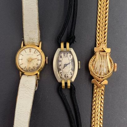 null Three BRACELETS WATCHES Ladies' WATCHES in yellow and white gold (750‰) in round...