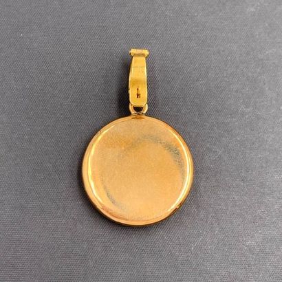 null PENDENTIF " porte souvenir " circulaire en or jaune rose et gris (585‰) 14 carats,...