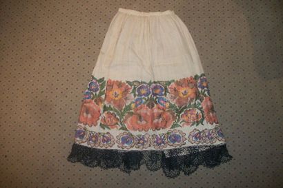 null Skirt, apron and shirt, Croatia, Zagreb, linen embroidered with polychrome flowers,...