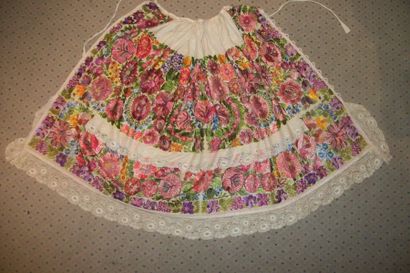 null Skirt, apron and shirt, Croatia, Zagreb, linen embroidered with polychrome flowers,...