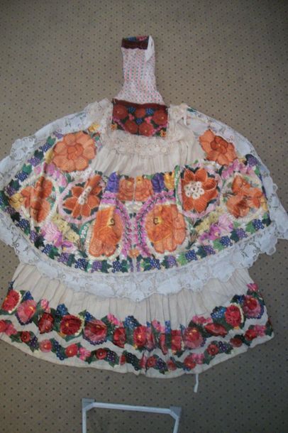 null Set of a skirt, apron and veil, Croatia, cotton embroidered polychrome flow...