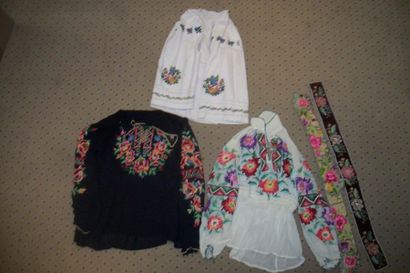 null Three shirts and two belts, Poland, crepe, cotton, satin and velvet embroidered...