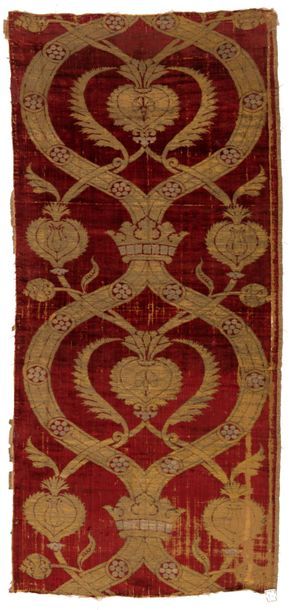 null Velvet, Turkey or Venice, 16th century, red velvet background, yellow gold and...