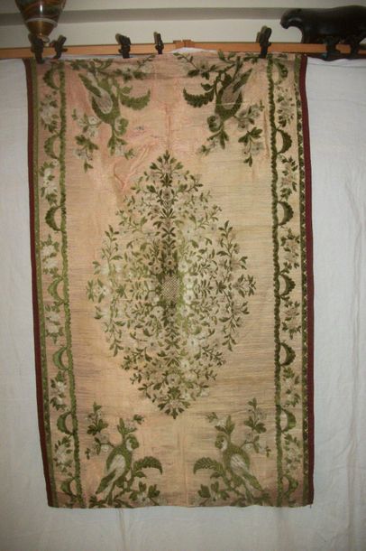 null Yastik, Turkey, 18th or 19th century (?) velvet pink satin background woven...