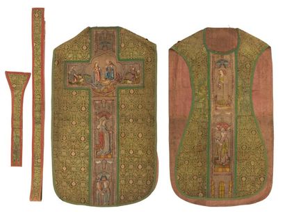 null Chasuble, stole and maniple, 16th century, Gothic style, lampas, probably Persian...