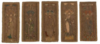 null Suite of four panels of orphrey, Italy or Spain, 16th century, Gothic decoration...