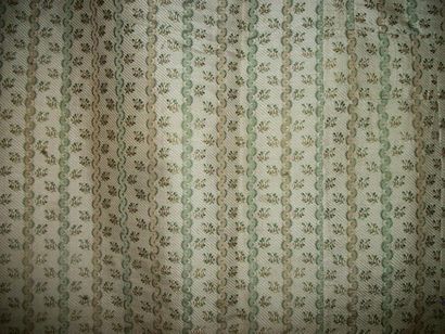 null Droguet, 18th century, cream twill background, green and pink decoration of...