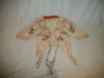 null Louis XVI period camisole with compères, Dauphine stripe, cream satin edged...