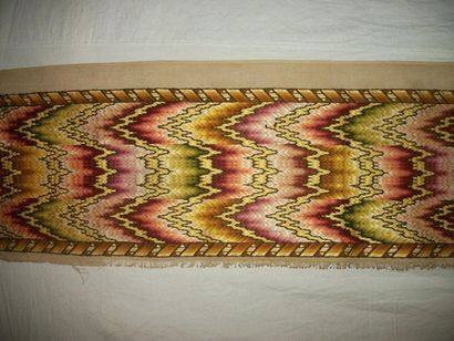 null Hungarian stitch band, 19th century, embroidered polychrome silk canvas with...