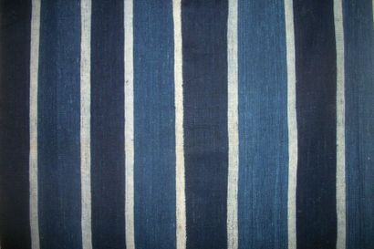 null loincloth, Nigeria, indigo blue, cream stripe with two shades of blue. 2, 27...
