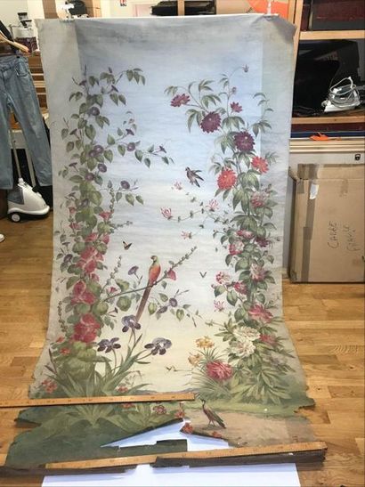 null Tapestry cardboard, parrots in flowers (tears and lacks in the bottom). 2, 80...