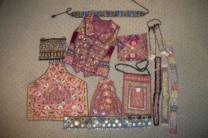 null Embroidered elements meeting, India, with application of mirrors.a dozen of...