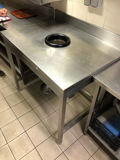 1 stainless steel table with drain hole for...