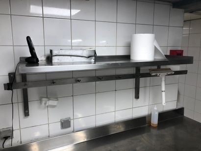 2 stainless steel wall shelves with butcher's...