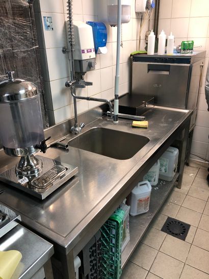 Single sink with hand shower, stainless steel...