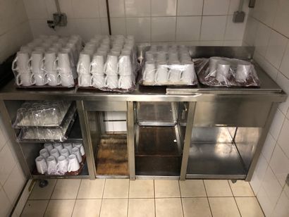 STAINLESS STEEL cabinet and 4 trays of m...