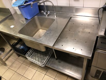 null Stainless steel table with single sink and mixer tap