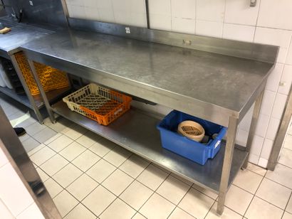 stainless steel table with 2 trays