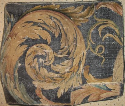 null Fragment de tapis au point noué de la manufacture royale des Gobelins, XVIIème...