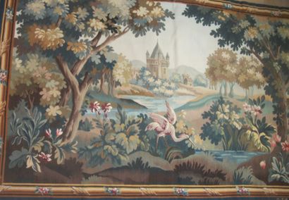 null Tapisserie, laine et soie, Aubusson, manufacture Braquenié, verdure au château,...