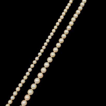 L'écrin de Roman de Tirtoff dit ERTE SAUTOIR composé d'un rang de perles de culture...