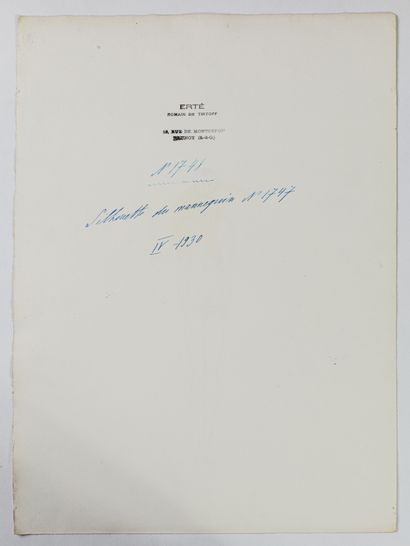 null Romain de Tirtoff dit ERTÉ (1892-1990)

Silhouette

Dessin au crayon argenté...