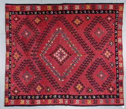 null Exceptionnel, original et important Kilim Sarkoy ( prononcé. Charkoy) fin XIXème....