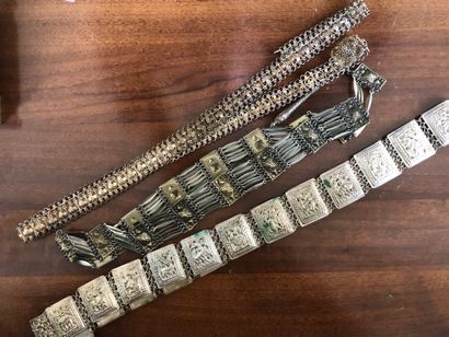 null 3 belts in silver plated metal, North African work