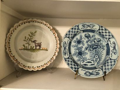 null Meeting of 4 decorative plates in polychrome earthenware and porcelain (France...