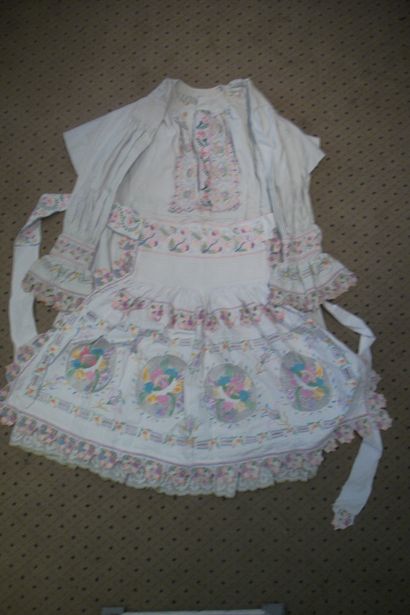 null Dress and apron, Serbia, cotton embroidered with flowers