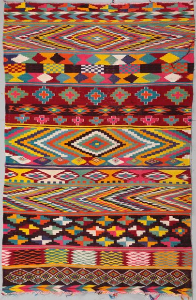 null Original Kilim Rabat (Nord Atlas, Maroc) vers 1960/1970.

Travail à l'aiguille,...