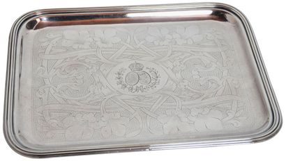 null 
Christofle, 1864.
VERY RARE RECTANGULAR DISH ENGRAVED WITH THE ALLIANCE COAT...