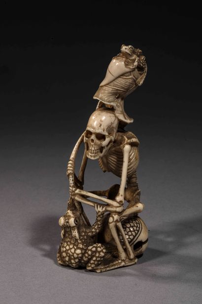 null Japon, fin du XIXe siècle ou début du XXe siècle

"Squelette assis avec un crapaud...