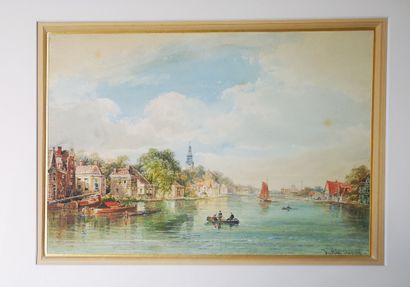 null 
Justin OUVRIÉ, circa 1872.
DEUX VUES DE HOLLANDE DONT UNE DE DORDRECHT DATÉE...