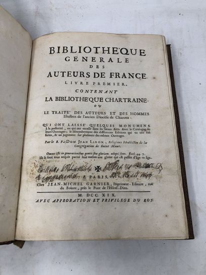null Bibliothèque générale des auteurs de France, 1719