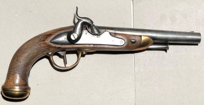 null Paire de pistolets à silex transformé à percussion modèle 1816 d’officier. 

Canons...