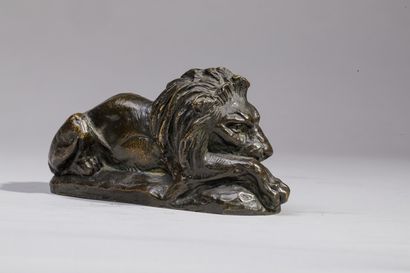  Ecole italienne du XIXe siècle, d'après Antonio CANOVA 
"Lion couché", dit Lion...