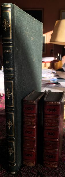 null BERANGER. Chansons. 1833, 4 tomes en 2 volumes in-16 reliés demi-basane, dos...