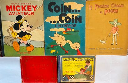 null [ENFANTINA] Lot de 12 ouvrages d'enfantina : 

- Mickey (1950) - Coin-Coin -...