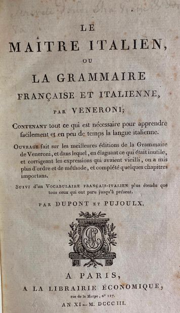 null [Varia] Lot de 4 volumes : 

- VENERONI. Le Maître Italien ou la Grammaire française...