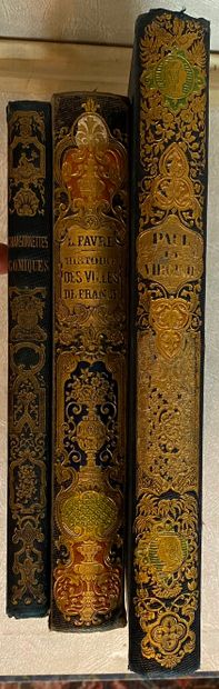 null [Romantic cardboard] Lot of 3 books: 

- ADAM] FAVRE. History of the main cities...